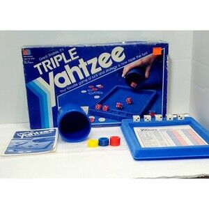 1991 Triple Yahtzee Game Milton Bradley Vintage w/ Score Cards Dice & Chips